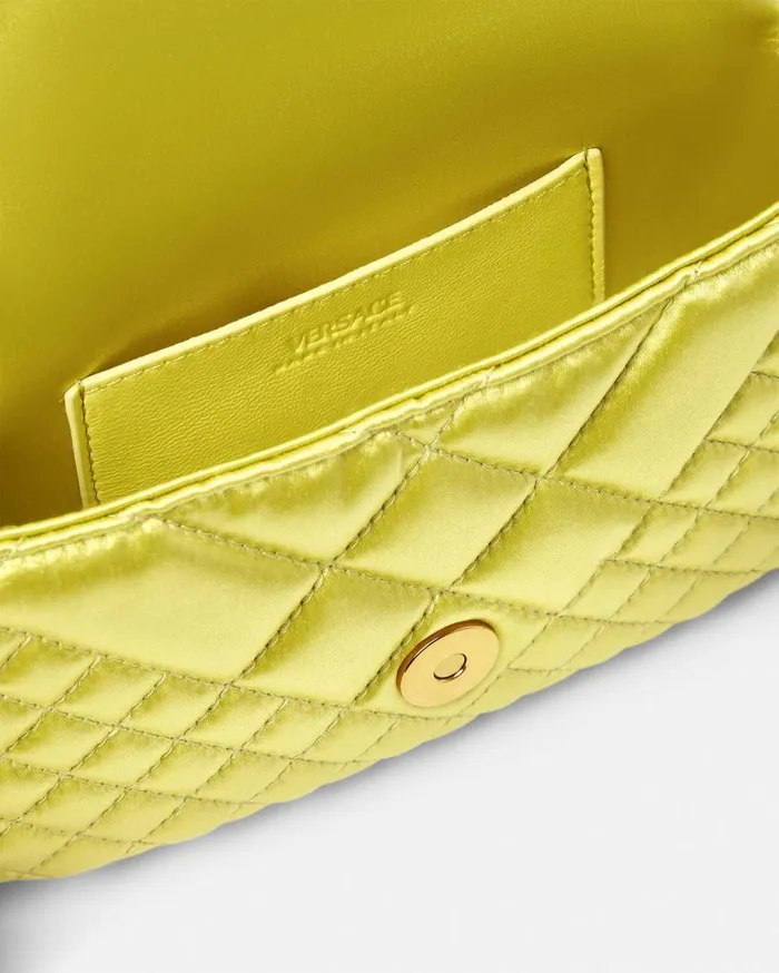 Versace Shoulder and Crossbody Greca Goddess Satin Mini Bag Yellow 8211 Women Versace Shoulder and Crossbody Greca Goddess Satin Mini Bag Yellow 8211 Women