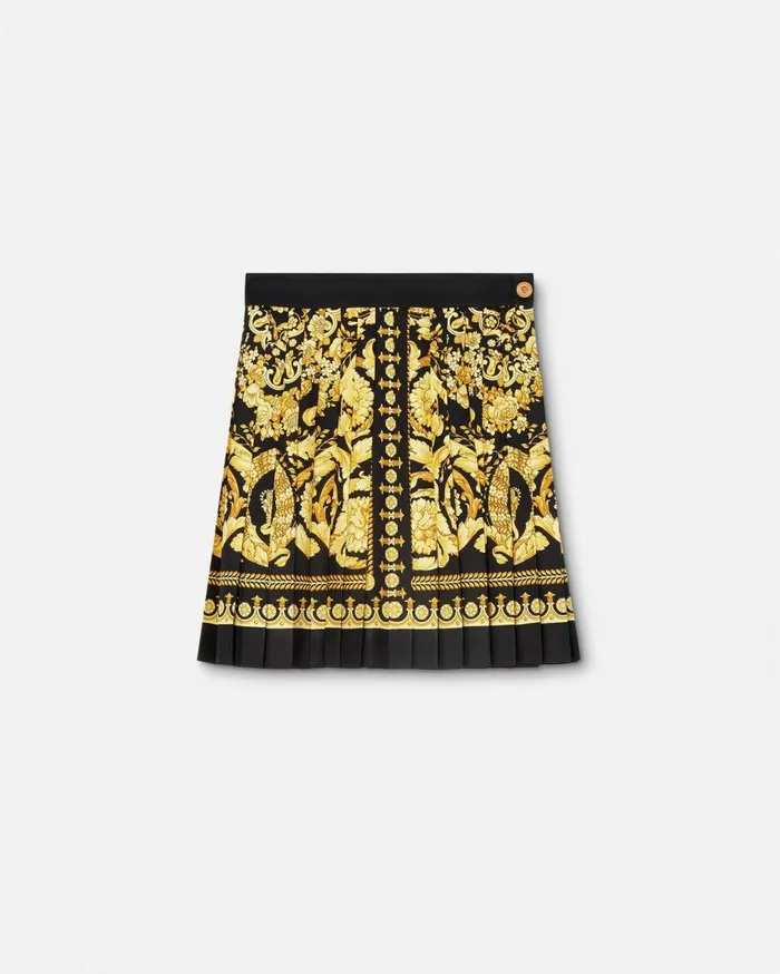 Versace Skirts Barocco Pleated Silk Skirt Blackprint 8211 Women