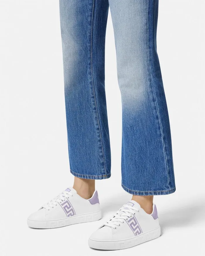Versace Sneakers Embroidered Greca Sneakers Whitelilac 8211 Women Versace Sneakers Embroidered Greca Sneakers Whitelilac 8211 Women