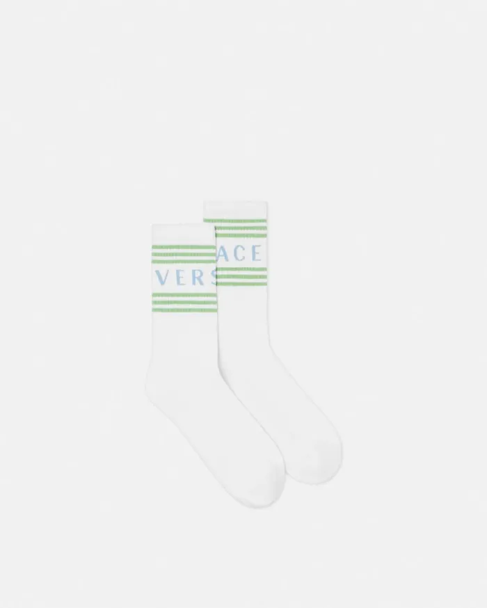 Versace Socks 90s Vintage Logo Socks Whitegreen 8211 Men
