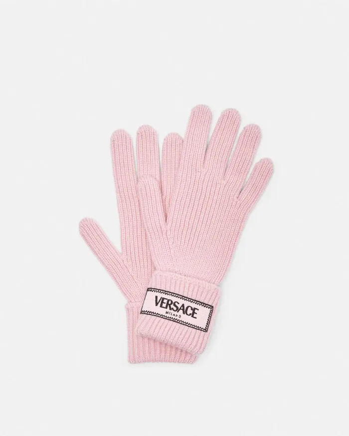 Versace Soft Accessories 90s Vintage Logo Knit Gloves Light Pink 8211 Women