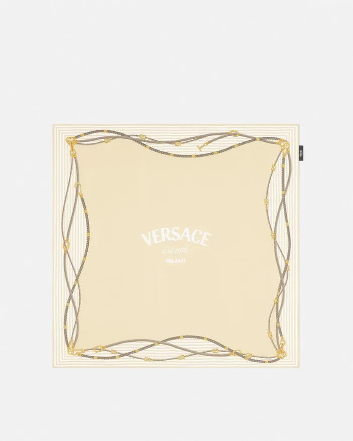 Versace Soft Accessories Greca Nautical Large Silk Foulard 35034 Beige 8211 Women