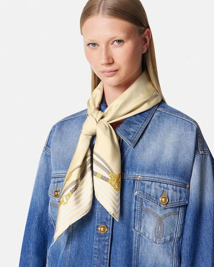 Versace Soft Accessories Greca Nautical Large Silk Foulard 35034 Beige 8211 Women Versace Soft Accessories Greca Nautical Large Silk Foulard 35034 Beige 8211 Women
