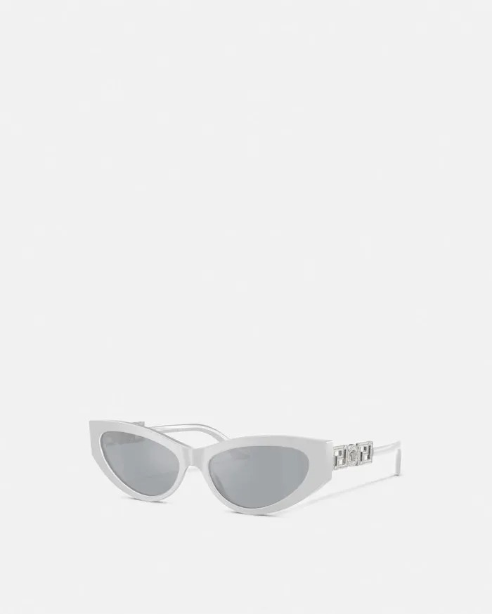 Versace Sunglasses Greca Strass CatEye Sunglasses Silver 8211 Women