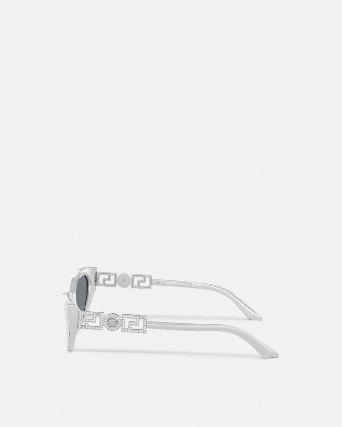 Versace Sunglasses Greca Strass CatEye Sunglasses Silver 8211 Women Versace Sunglasses Greca Strass CatEye Sunglasses Silver 8211 Women