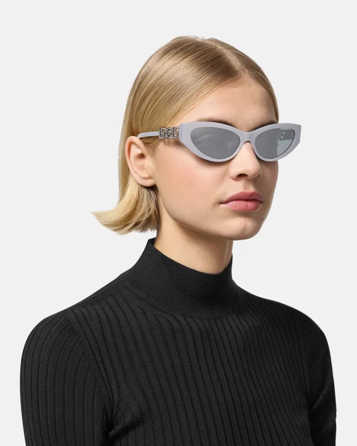 Versace Sunglasses Greca Strass CatEye Sunglasses Silver 8211 Women Versace Sunglasses Greca Strass CatEye Sunglasses Silver 8211 Women