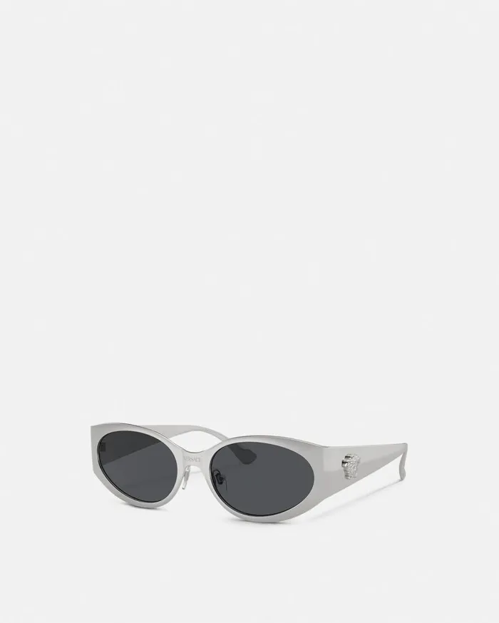Versace Sunglasses La Medusa Oval Sunglasses Silver 8211 Women