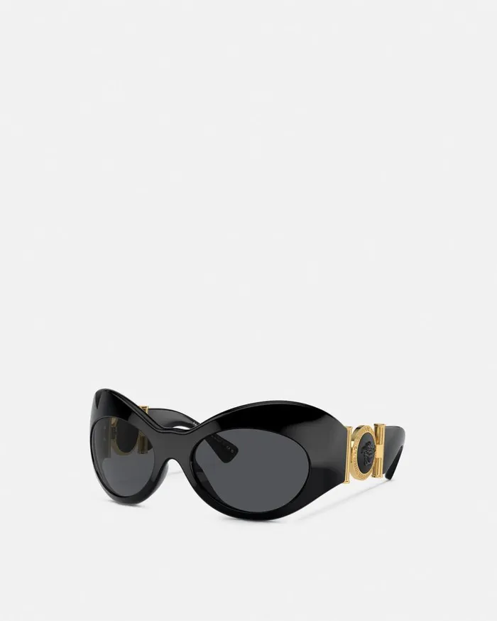 Versace Sunglasses Oval Shield Sunglasses Blackgold 8211 Women