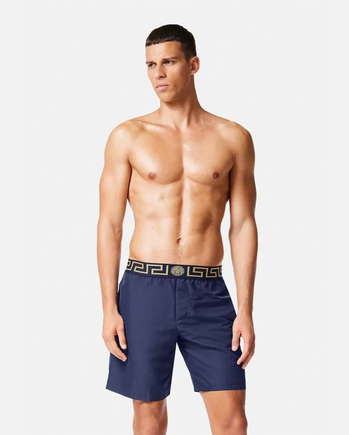 Versace Swimwear Greca Border Boardshorts Blue 8211 Men Versace Swimwear Greca Border Boardshorts Blue 8211 Men