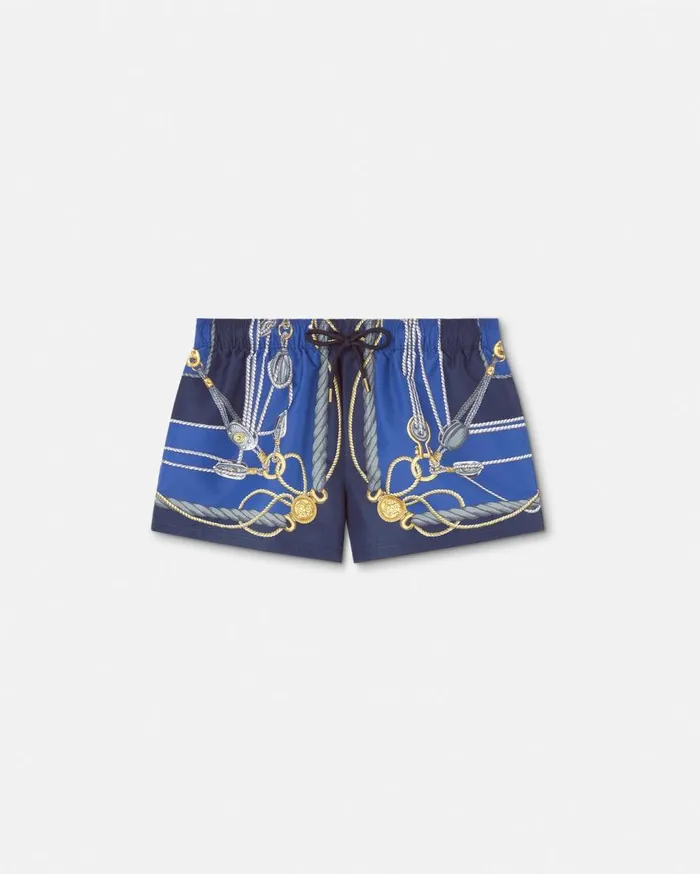 Versace Swimwear Versace Nautical Swim Shorts Blueprint 8211 Men