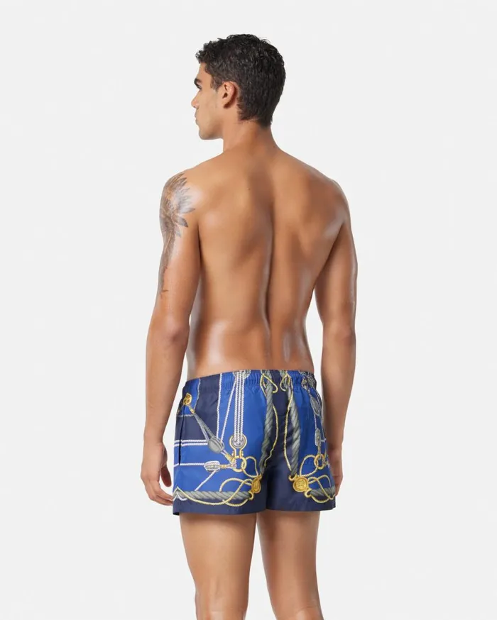 Versace Swimwear Versace Nautical Swim Shorts Blueprint 8211 Men