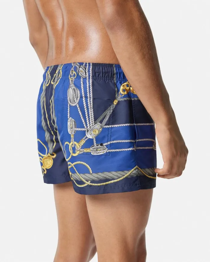 Versace Swimwear Versace Nautical Swim Shorts Blueprint 8211 Men