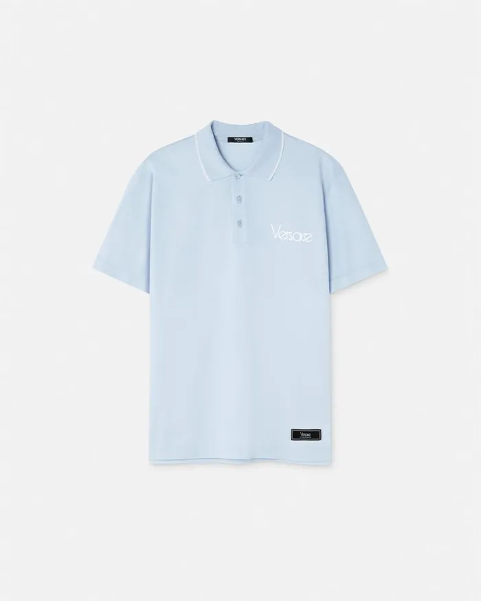 Versace TShirts and Polos 1978 ReEdition Logo Polo Shirt Light Blue 8211 Men