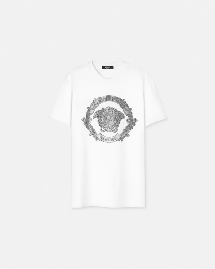 Versace TShirts and Polos Crystal Medusa Cartouche TShirt White 8211 Men