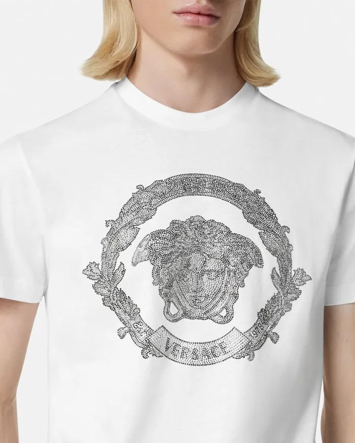 Versace TShirts and Polos Crystal Medusa Cartouche TShirt White 8211 Men Versace TShirts and Polos Crystal Medusa Cartouche TShirt White 8211 Men