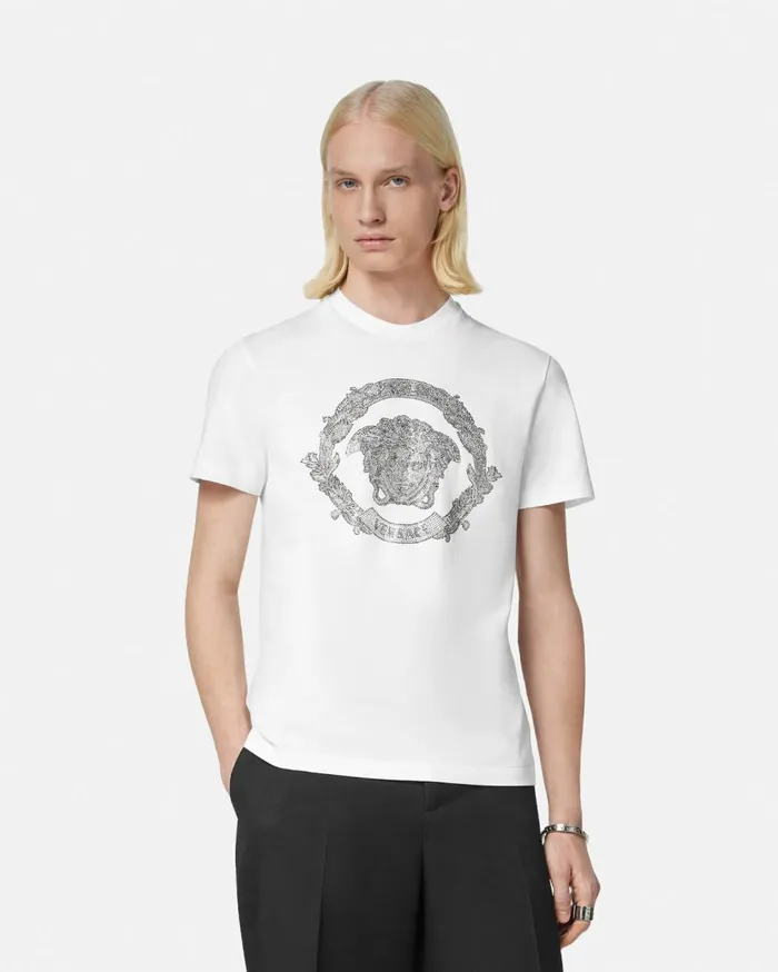Versace TShirts and Polos Crystal Medusa Cartouche TShirt White 8211 Men Versace TShirts and Polos Crystal Medusa Cartouche TShirt White 8211 Men