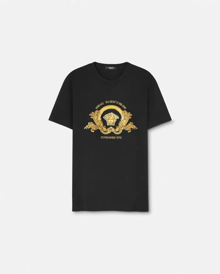 Versace TShirts and Polos Embroidered Coupe Blason TShirt Black 8211 Men