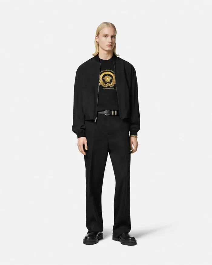 Versace TShirts and Polos Embroidered Coupe Blason TShirt Black 8211 Men
