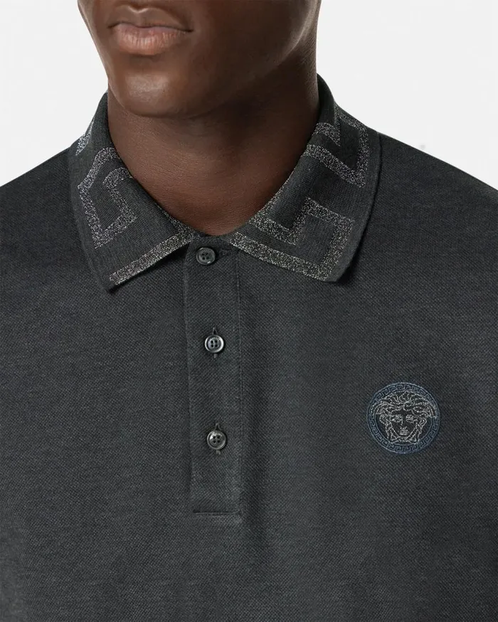Versace TShirts and Polos Greca Collar Polo Shirt Gray 8211 Men Versace TShirts and Polos Greca Collar Polo Shirt Gray 8211 Men