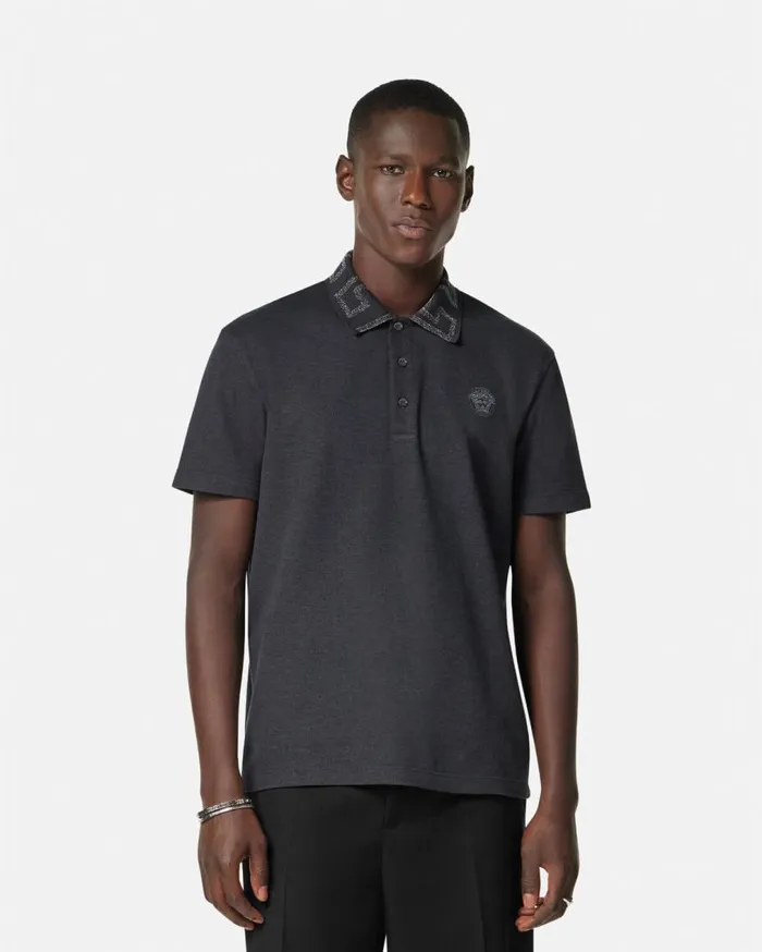 Versace TShirts and Polos Greca Collar Polo Shirt Gray 8211 Men Versace TShirts and Polos Greca Collar Polo Shirt Gray 8211 Men