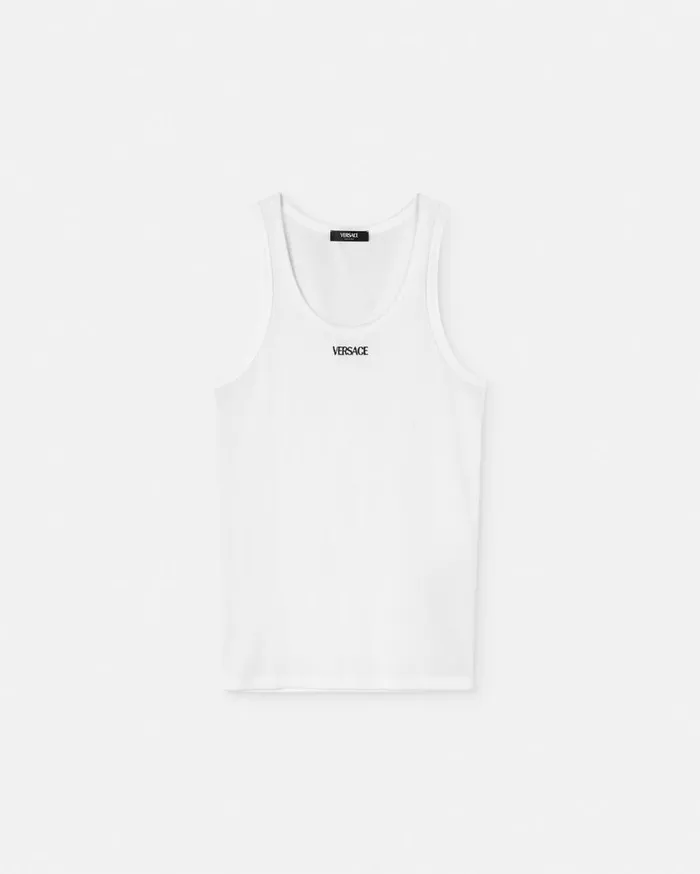 Versace TShirts and Polos Logo Ribbed Tank Top White 8211 Men