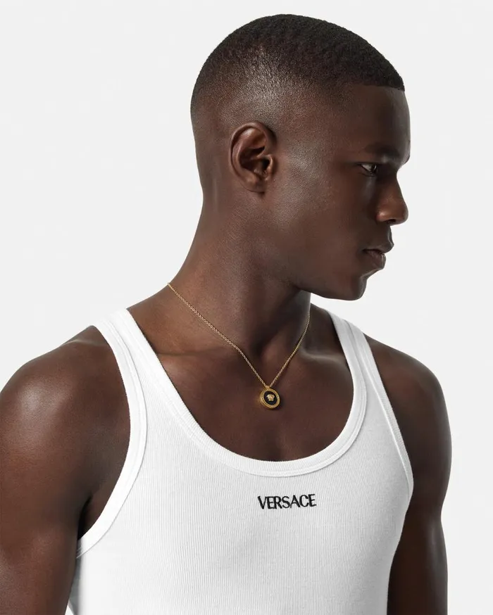 Versace TShirts and Polos Logo Ribbed Tank Top White 8211 Men Versace TShirts and Polos Logo Ribbed Tank Top White 8211 Men