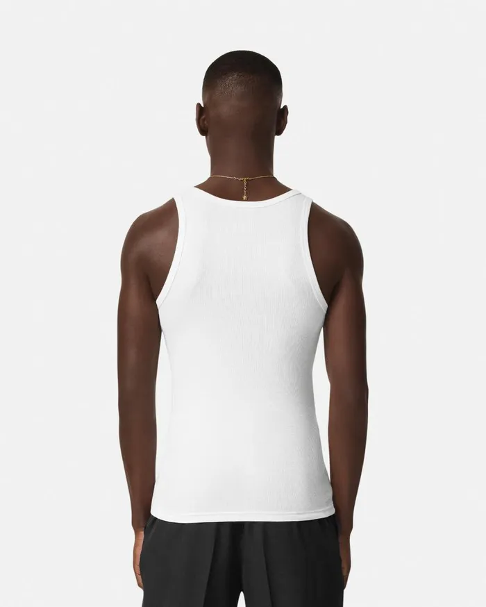 Versace TShirts and Polos Logo Ribbed Tank Top White 8211 Men Versace TShirts and Polos Logo Ribbed Tank Top White 8211 Men