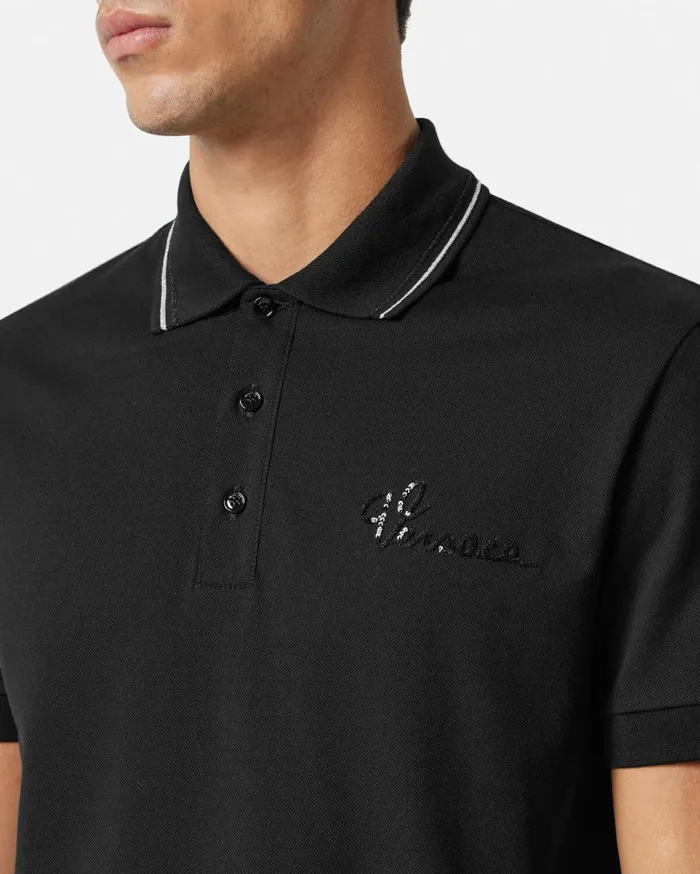 Versace TShirts and Polos Versace Nautical Logo Polo Shirt Black 8211 Men Versace TShirts and Polos Versace Nautical Logo Polo Shirt Black 8211 Men