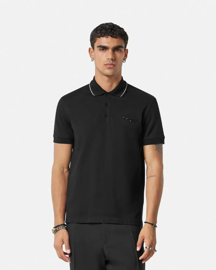 Versace TShirts and Polos Versace Nautical Logo Polo Shirt Black 8211 Men Versace TShirts and Polos Versace Nautical Logo Polo Shirt Black 8211 Men