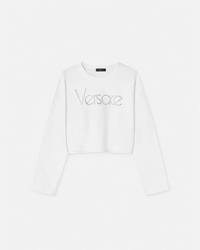 Versace TShirts and Sweatshirts 1978 ReEdition Logo Crop Sweatshirt White 8211 Women