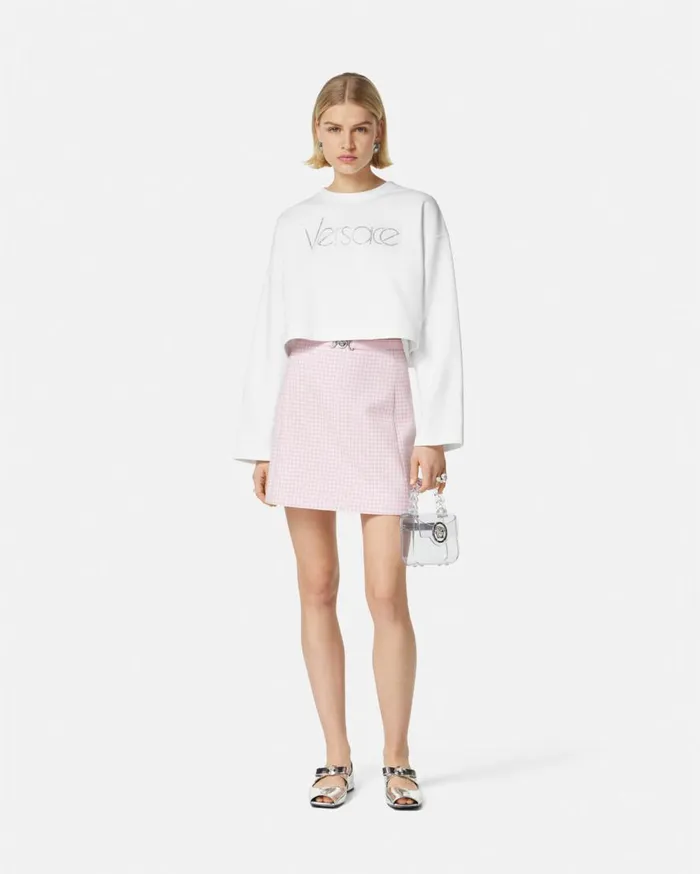 Versace TShirts and Sweatshirts 1978 ReEdition Logo Crop Sweatshirt White 8211 Women Versace TShirts and Sweatshirts 1978 ReEdition Logo Crop Sweatshirt White 8211 Women