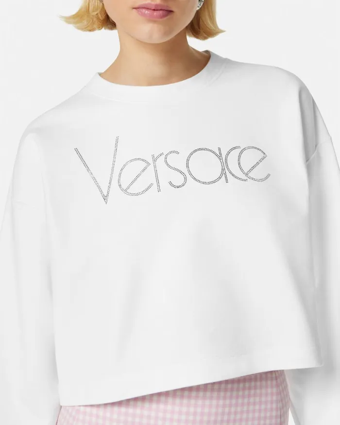 Versace TShirts and Sweatshirts 1978 ReEdition Logo Crop Sweatshirt White 8211 Women Versace TShirts and Sweatshirts 1978 ReEdition Logo Crop Sweatshirt White 8211 Women