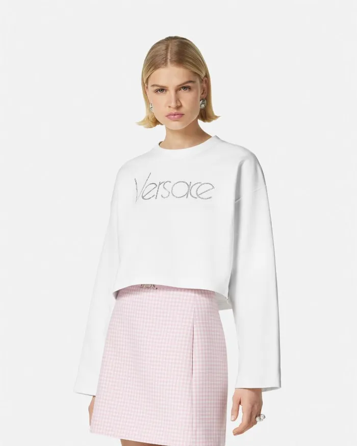 Versace TShirts and Sweatshirts 1978 ReEdition Logo Crop Sweatshirt White 8211 Women Versace TShirts and Sweatshirts 1978 ReEdition Logo Crop Sweatshirt White 8211 Women
