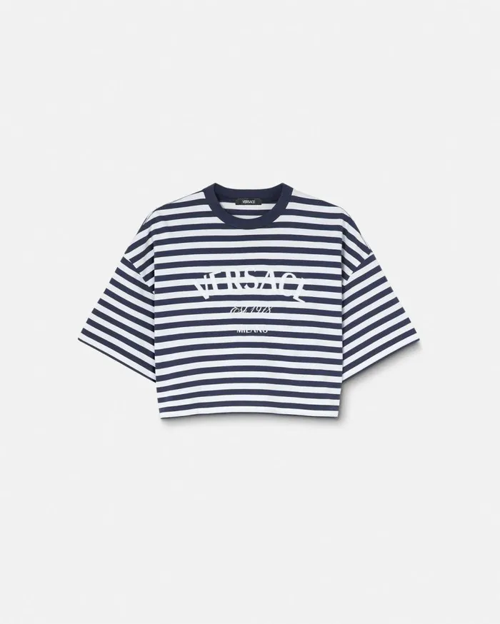 Versace TShirts and Sweatshirts L039Ancora Versace Crop TShirt Bluewhite 8211 Women