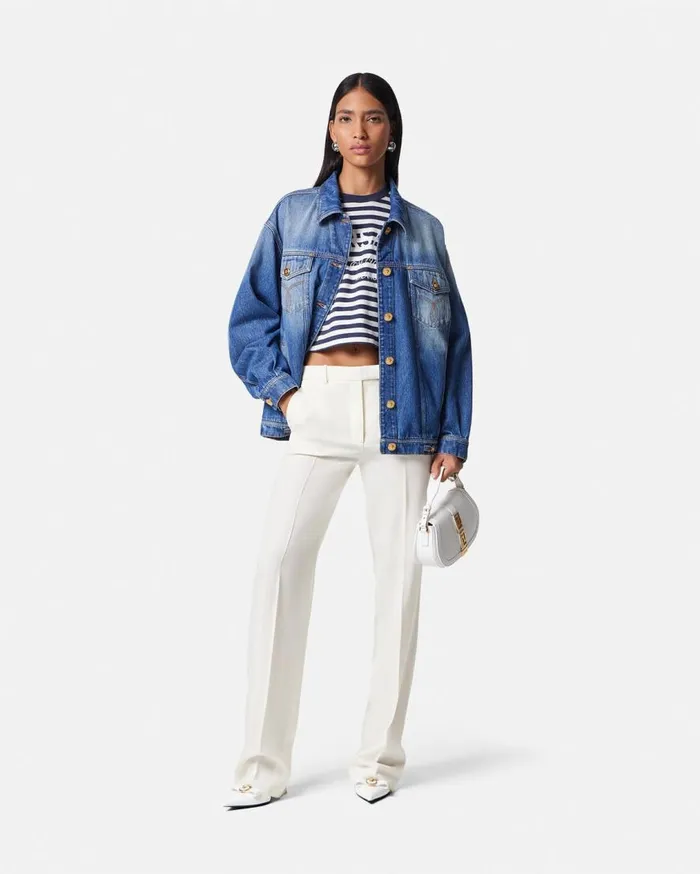 Versace TShirts and Sweatshirts L039Ancora Versace Crop TShirt Bluewhite 8211 Women Versace TShirts and Sweatshirts L039Ancora Versace Crop TShirt Bluewhite 8211 Women