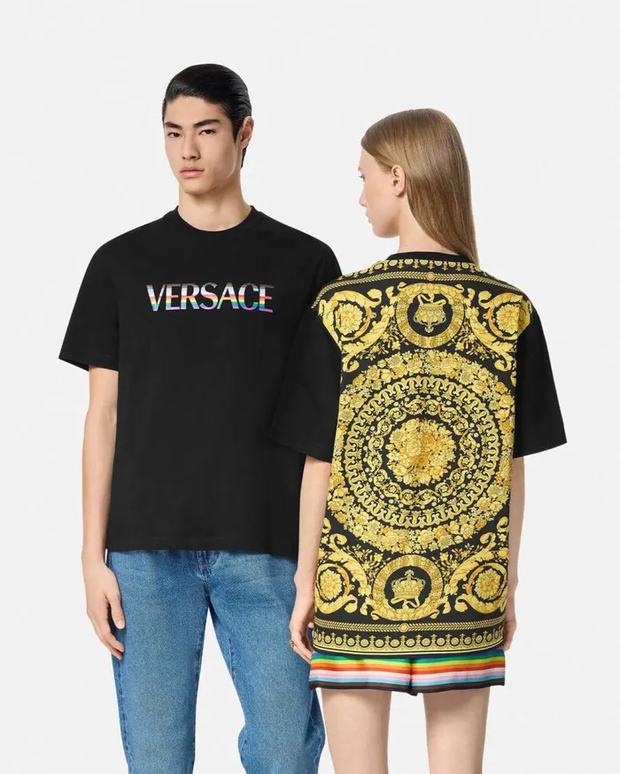 Versace TShirts and Sweatshirts Pride Barocco Logo TShirt Blackprint 8211 WomenMen Versace TShirts and Sweatshirts Pride Barocco Logo TShirt Blackprint 8211 WomenMen