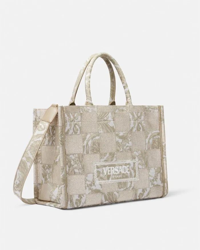 Versace Totes Contrasto Athena Medium Tote Bag Beigeprint 8211 Women