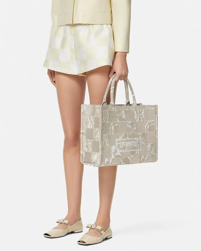 Versace Totes Contrasto Athena Medium Tote Bag Beigeprint 8211 Women