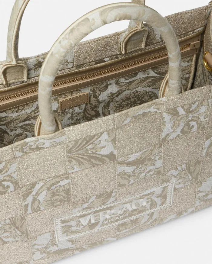 Versace Totes Contrasto Athena Medium Tote Bag Beigeprint 8211 Women