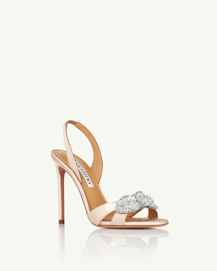 Very Bow Tie Crystal Sandal 105 Pink Women Aquazzura Sandals