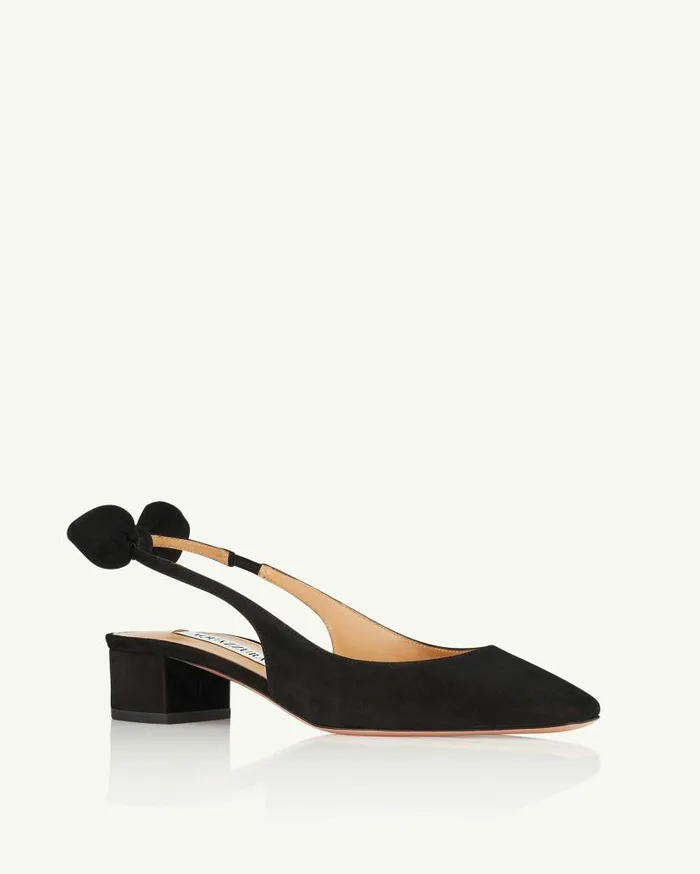 Very Bow Tie Sling 35 Black Women Aquazzura Pumps