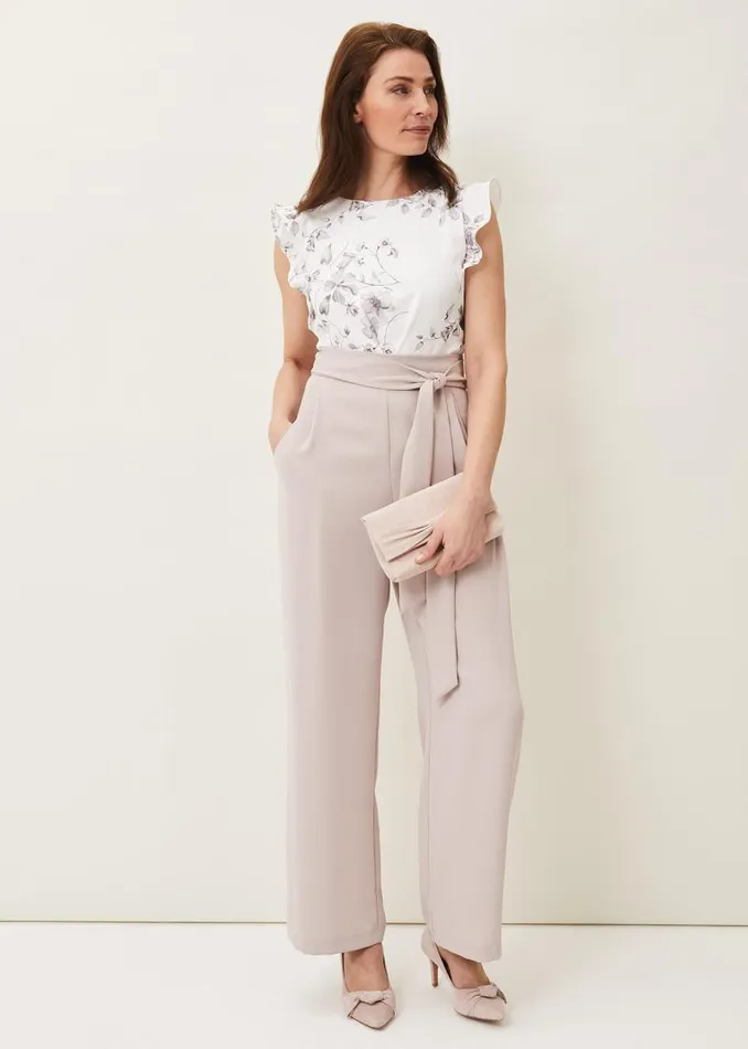 Victoriana Printed Jumpsuit Ivorytaupe Women Phase Eight Dresses