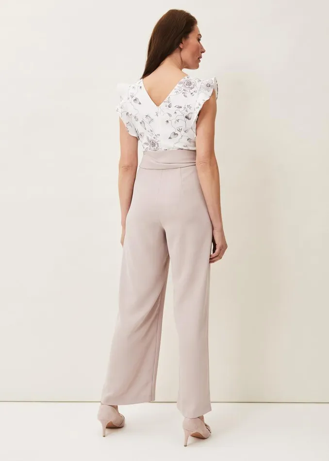 Victoriana Printed Jumpsuit Ivorytaupe Women Phase Eight Dresses