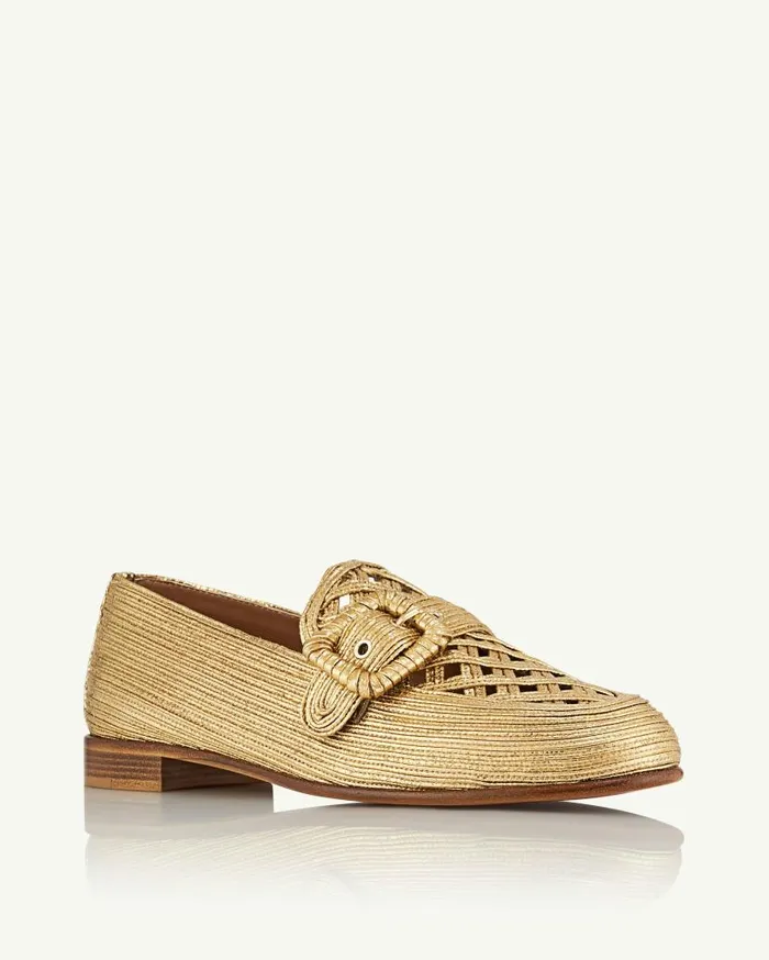 Visconti Loafer Gold Women Aquazzura Flats