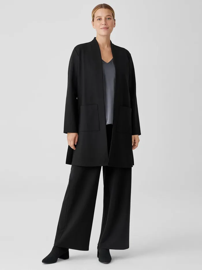 Washable Flex Ponte Long Jacket Black Women Eileen Fisher Jackets Coats and Vests
