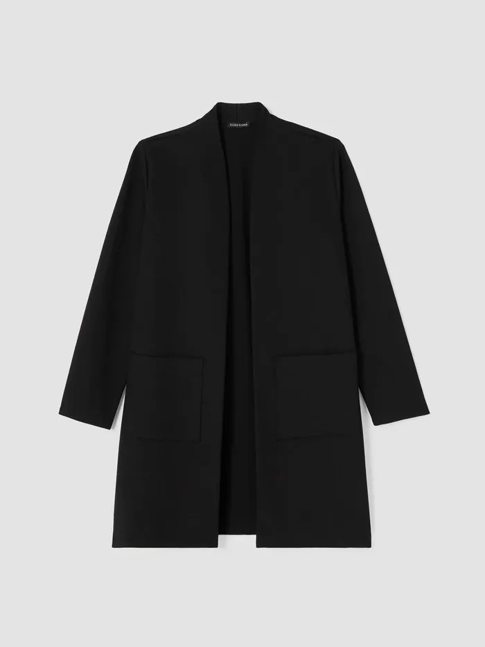 Washable Flex Ponte Long Jacket Black Women Eileen Fisher Jackets Coats and Vests