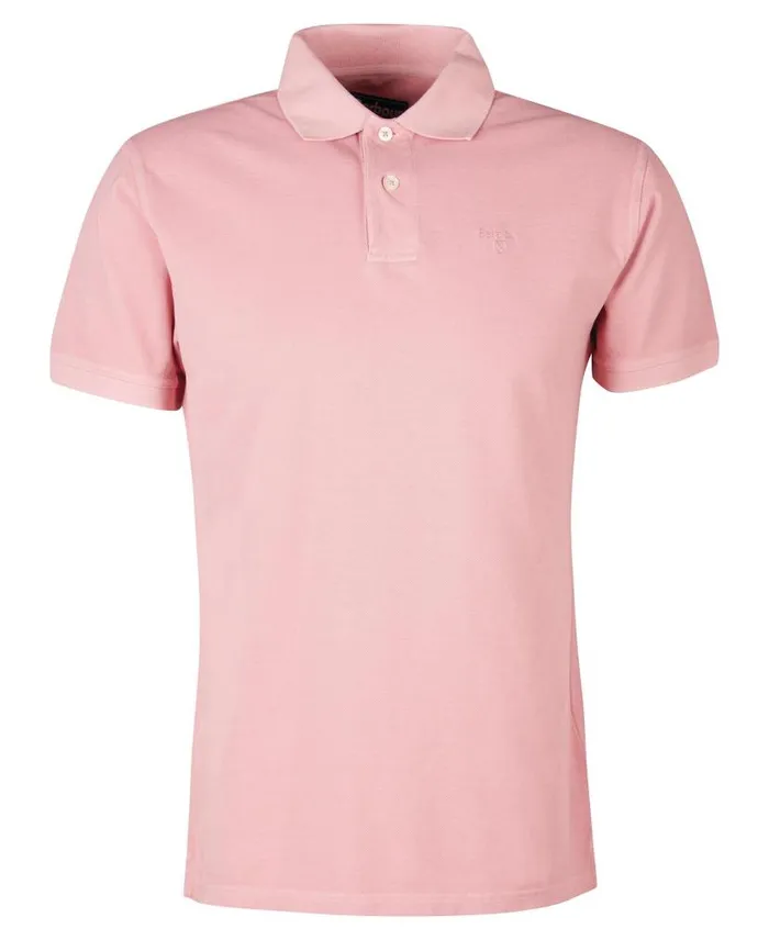 WashedOut Sports Polo Shirt Pink Salt Men Barbour Polo Shirts