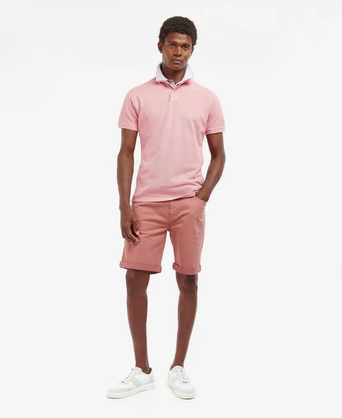 WashedOut Sports Polo Shirt Pink Salt Men Barbour Polo Shirts