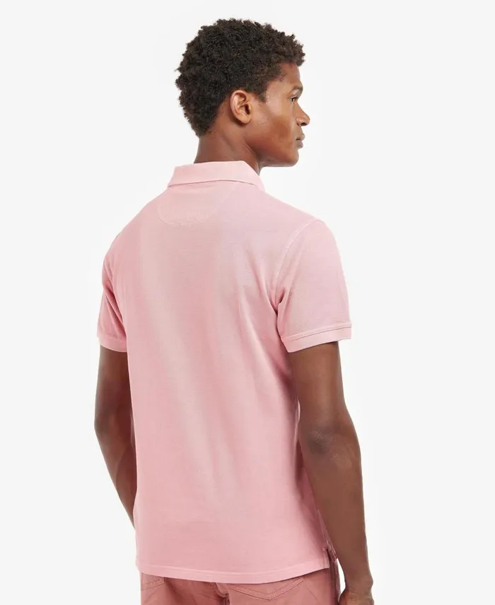 WashedOut Sports Polo Shirt Pink Salt Men Barbour Polo Shirts