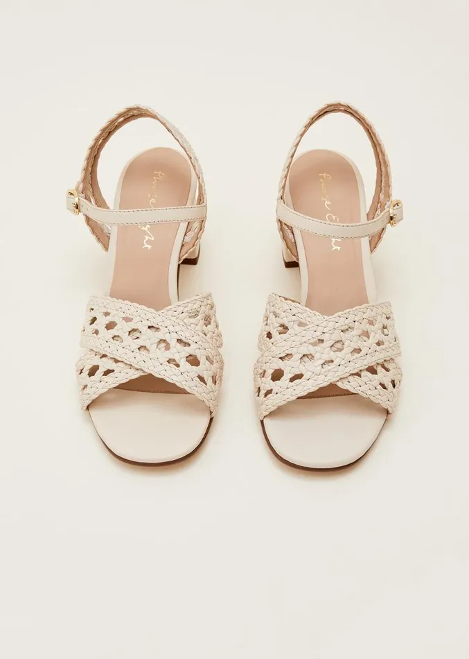 Weave Heeled Sandal Cream Women Phase Eight Heels